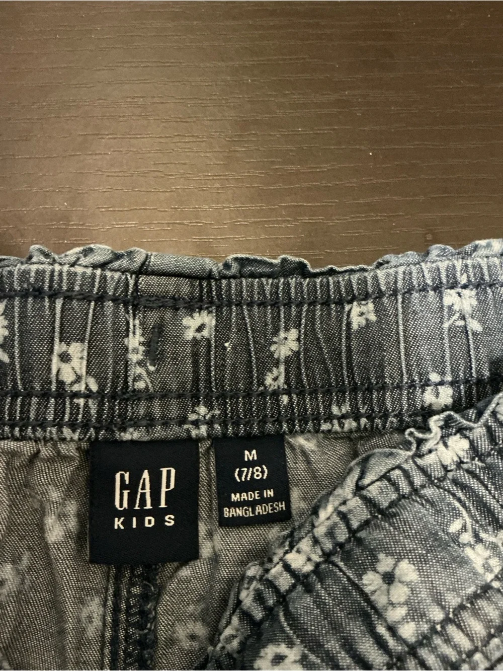 GAP Girls' Chambray Floral Elastic-Waist Shorts - Gray Blue